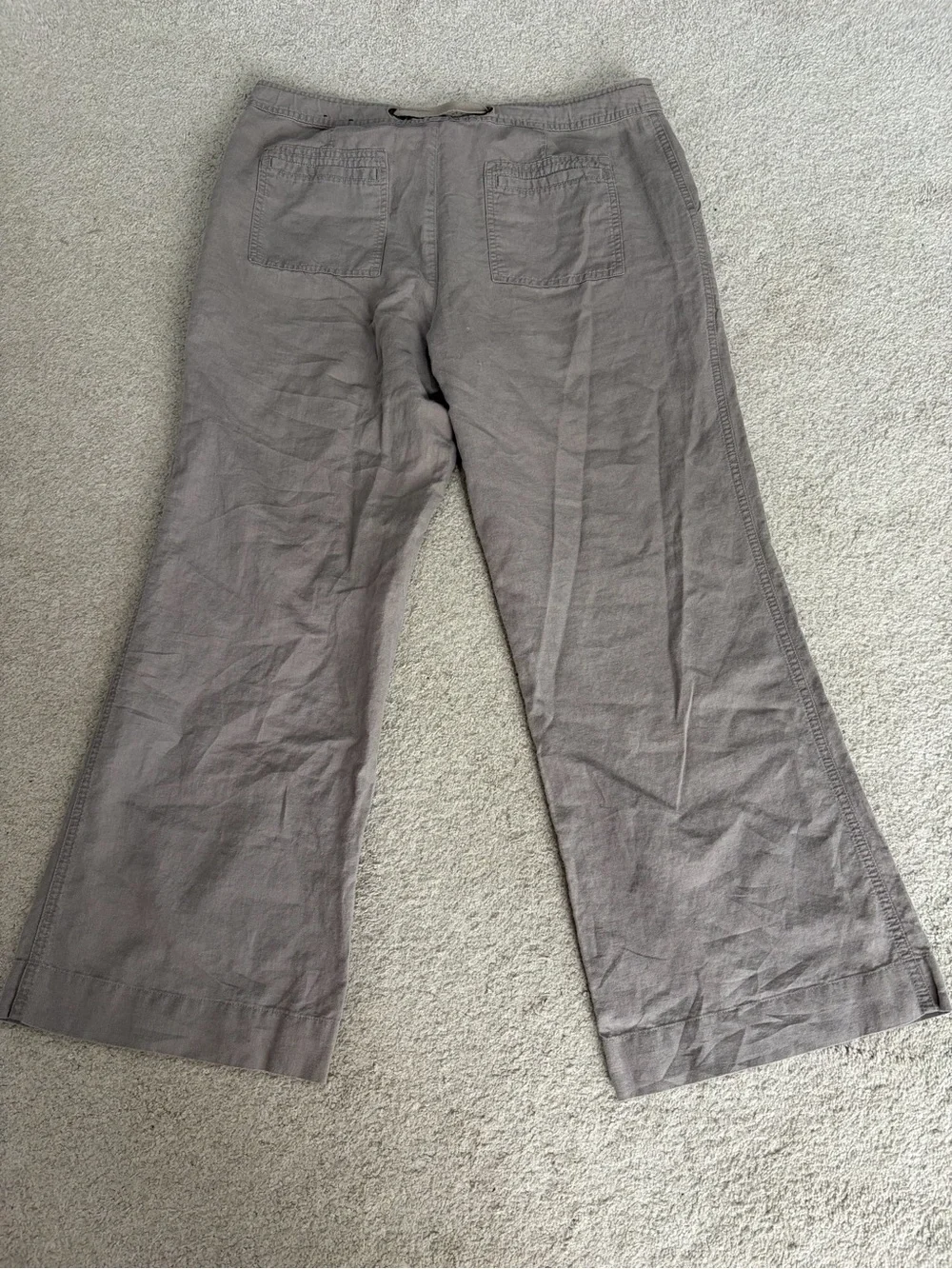 Banana Republic Linen Blend Wide-Leg Drawstring Pants, Women’s Size 12 Gray Pant